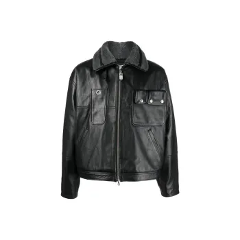 DIESEL Leather Jackets Men Black