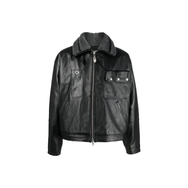 DIESEL Leather Jackets Men Black-0