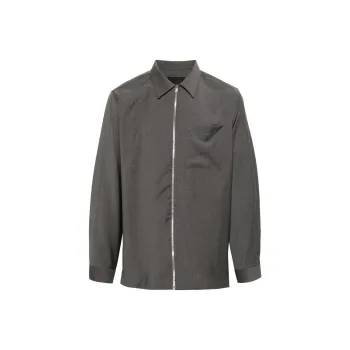 Givenchy Logo Plaque Zip Up Shirt