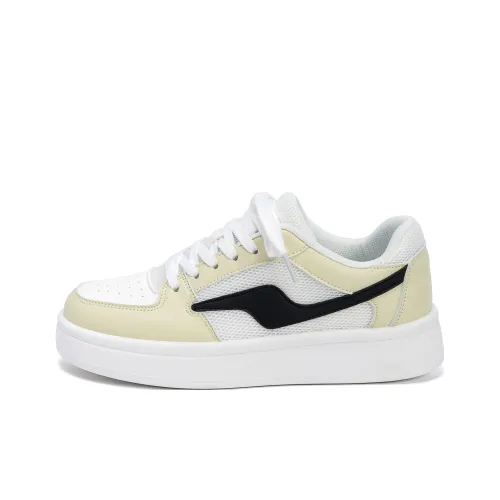 HUANQIU Coverage Lightweight And Breathable Low Top Skateboard Shoes Women's Beige Yellow
