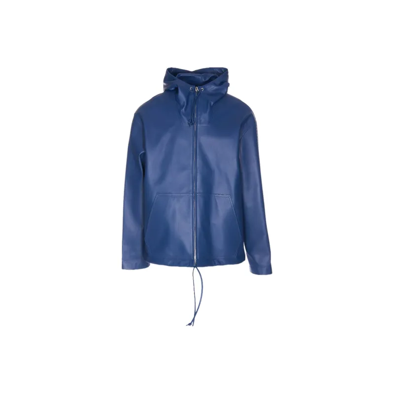 Bottega Veneta Zip Hooded Leather Jacket-0