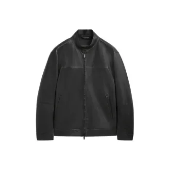 Massimo Dutti Leather Jacket Men's Black