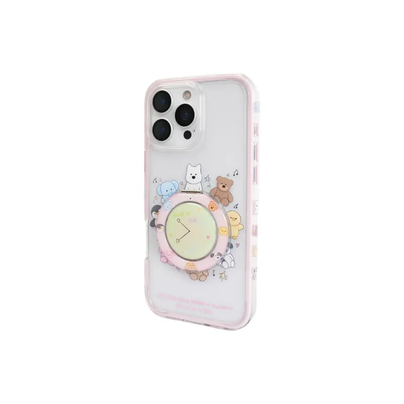 Sopi Acrylic Material Jellycat Animal Clock Stand Phone Cases Compatible With IPhone 16/15 Pro Max/Apple 13/14 Pro/Max-2
