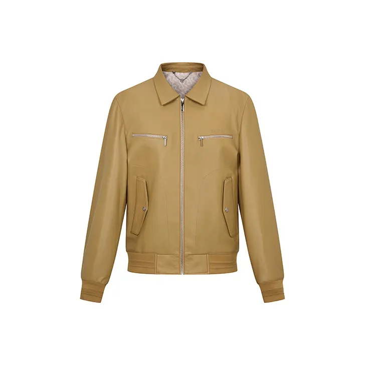 RARE Leather Jacket Men's Ginger Yellow-0
