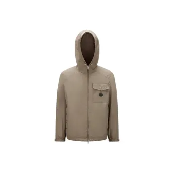 Moncler Hooded Trench Jacket Jacket Jacket Jackets Coats Men's Brown