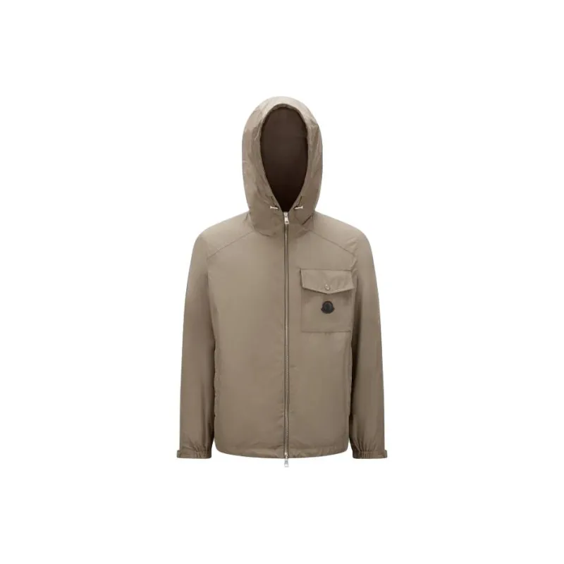 Moncler Hooded Trench Jacket Jacket Jacket Jackets Coats Men's Brown-0