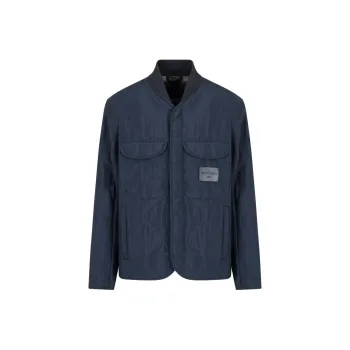 EMPORIO ARMANI Two tone Wave Motif Quilted Nylon Blouson
