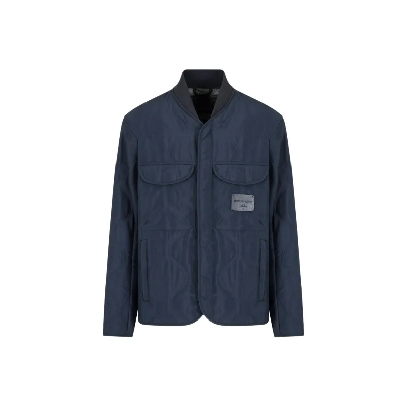 EMPORIO ARMANI Two tone Wave Motif Quilted Nylon Blouson-0