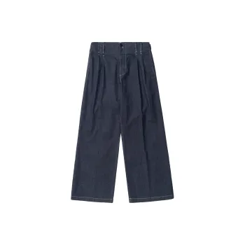 OPICLOTH Straight Thin Jeans Unisex Navy Blue