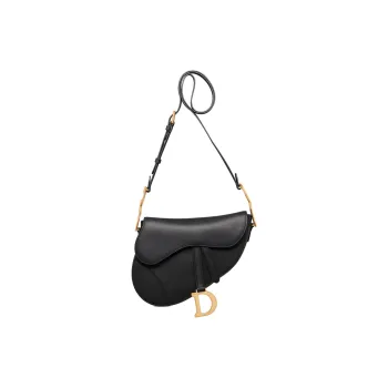 DIOR Saddle Calfskin Saddle Bag, Shoulder Bag Medium Size Women's Black