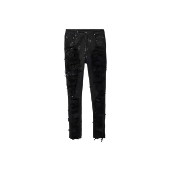 Rick Owens DRKSHDW Slashed Tyrone Cut Foil Coated Jeans