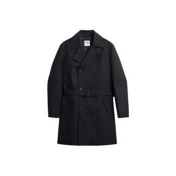 ZARA Trench Coats Men Black