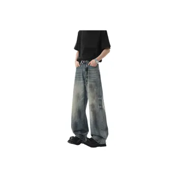 WARNING LIGHT Jeans Men Vintage Blue