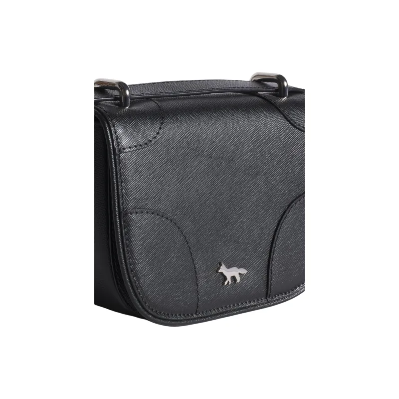 Maison Kitsune Cow Leather Shoulder Bag Mini Women's Black-3