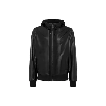PHILIPP PLEIN Leather Hooded Jacket