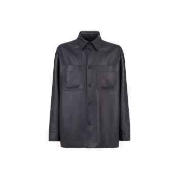 FENDI Leather Jacket Men's Blue