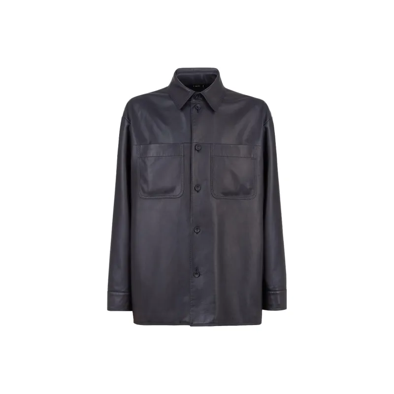 FENDI Leather Jacket Men's Blue-0