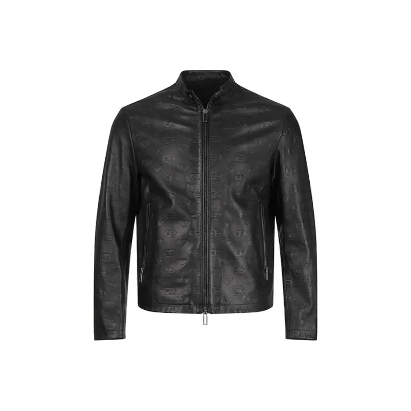 EMPORIO ARMANI SS23 Leather Jacket Men's Black-1