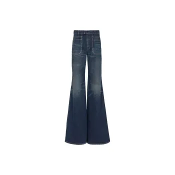 BALMAIN Logo patch Wide leg Jeans