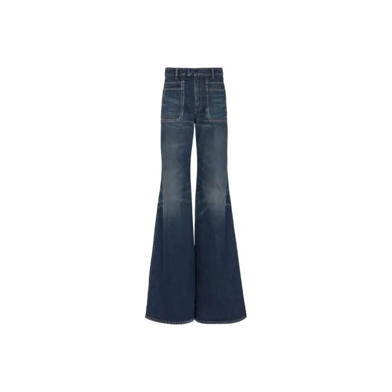 BALMAIN Logo patch Wide leg Jeans-0
