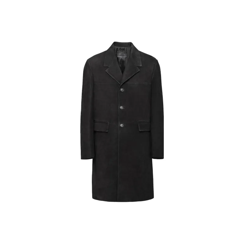 PRADA Single breasted Suede Coat-4