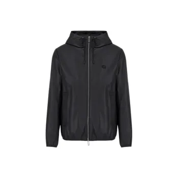 EMPORIO ARMANI Hooded Semi aniline Nappa Lambskin Blouson With Full length Zip