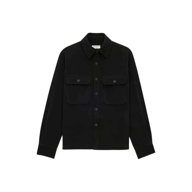 SAINT LAURENT Button Detailed Pointed Collar Overshirt-0