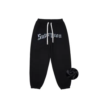 SUPERMOON Autumn And Winter Season Knitted Sports Pants Unisex Black