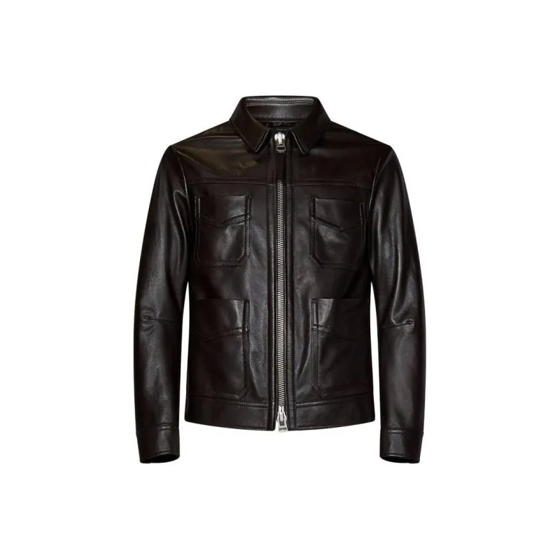 TOM FORD Unlined Grained Texture Leather Jacket-0