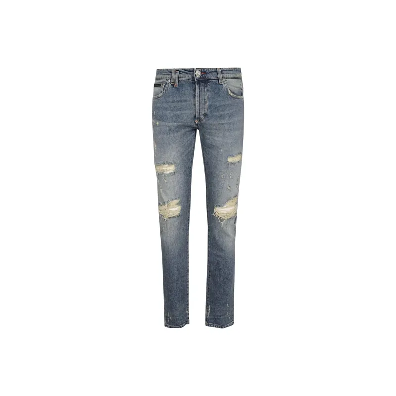 PHILIPP PLEIN Low Rise Distressed Skinny Jeans-0