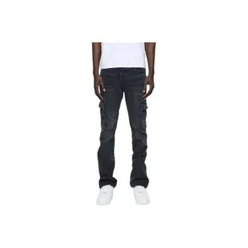 PURPLE BRAND Washed Cargo Flare Skinny Jeans