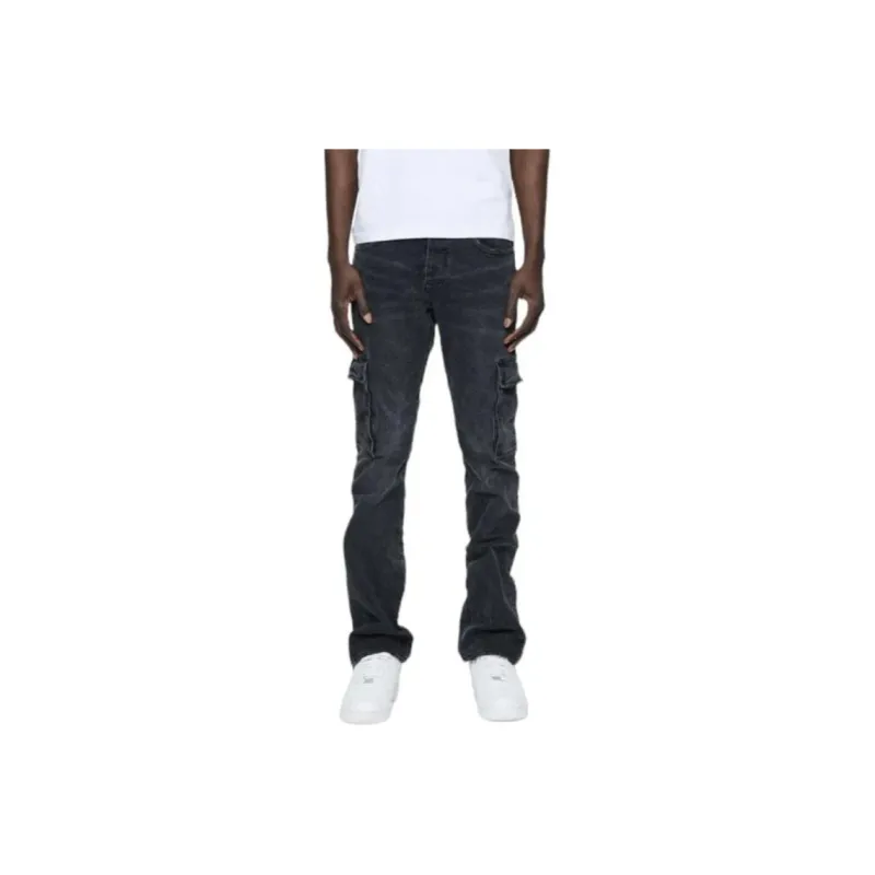 PURPLE BRAND Washed Cargo Flare Skinny Jeans-0