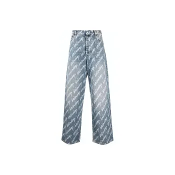 Balenciaga All Over Logo Large Fit Denim Trousers