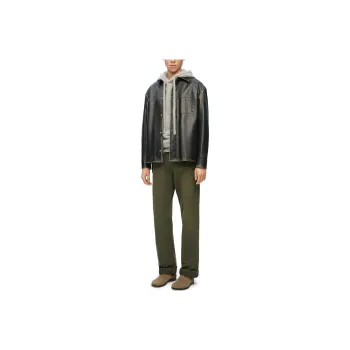 LOEWE Long Sleeved Logo Embossed Leather Shirt