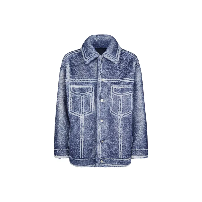 FENDI Leather Jackets Men Blue-0