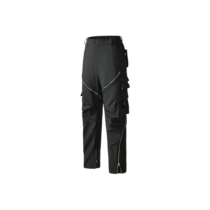 WILDX Vibe Casual Luxury Streetwear Pocket Zip Closure Straight Fit Unisex Cargo Pants-4