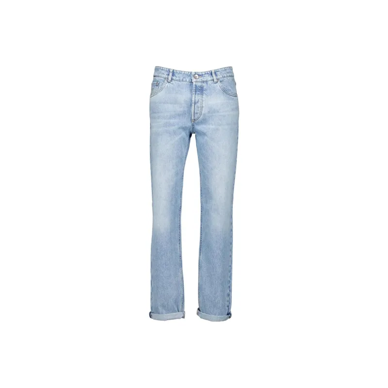 Brunello Cucinelli Logo stitched Tapered Jeans-0
