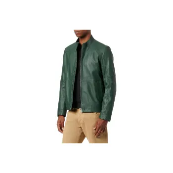 HUGO BOSS Leather Jackets Men Green