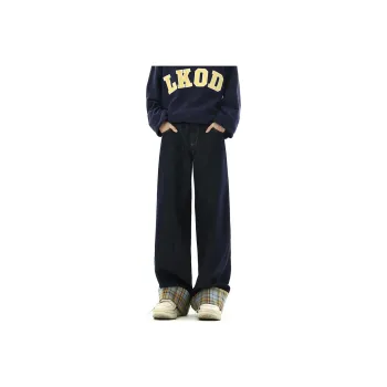 QOTRIOCK Jeans Unisex Navy Blue