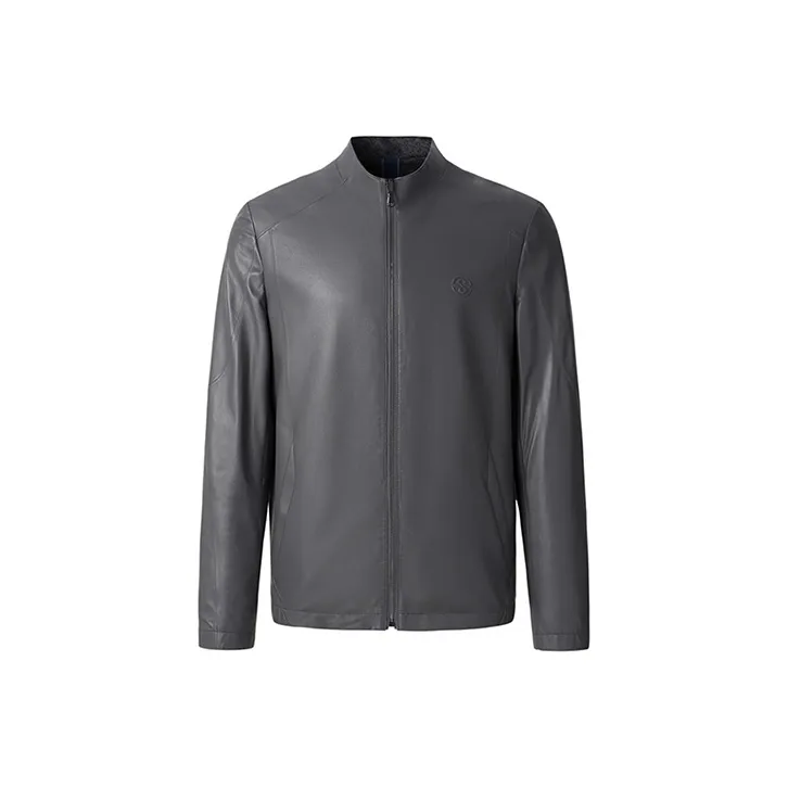 RARE Leather Jackets Men Gray-0