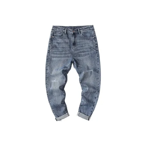 FAIRWHALE Jeans Fall Winter Men's Denim Blue