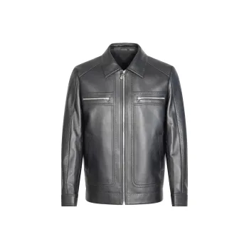 ANDREW MACKENZIE Leather Jacket Men's Black