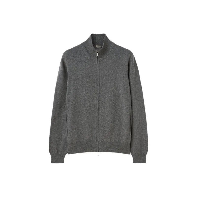 Loro Piana Classic Zip Up Bomber Jacket Jackets Coats Men's Gray-0