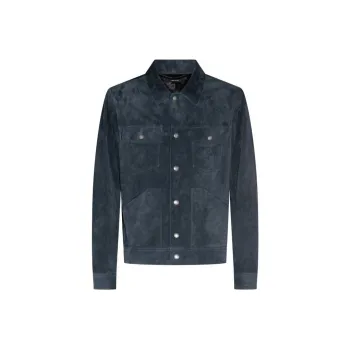 TOM FORD Leather Jackets Men Blue