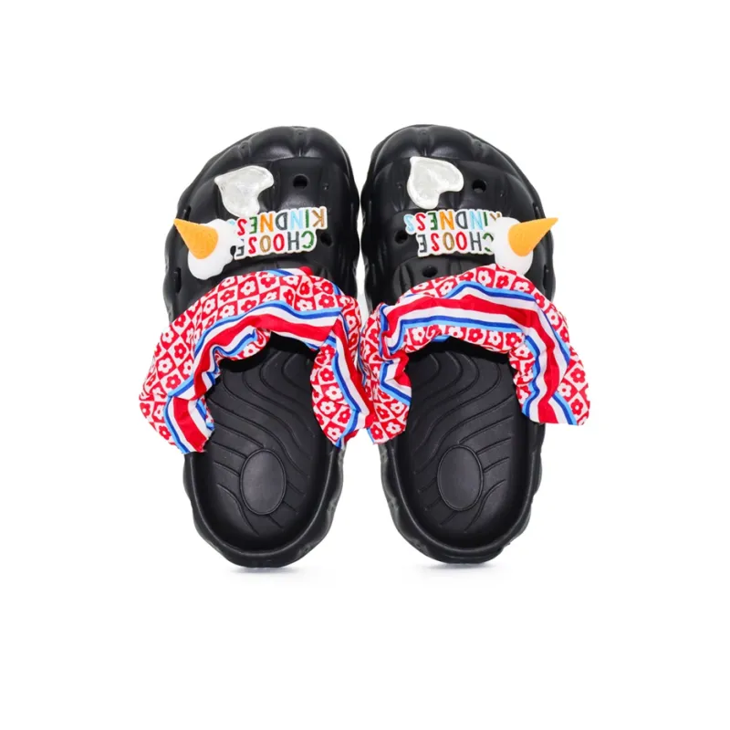 OUBT Creative Ice Cream, Floral Fabric, Exotic Charm Clogs Women's Black-2