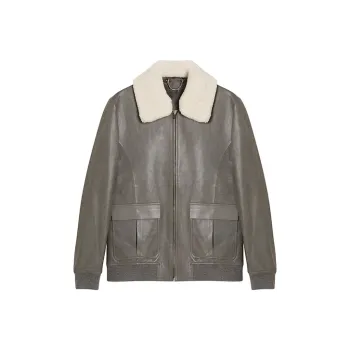 DAVID NAMAN Leather Jacket Men's Gray