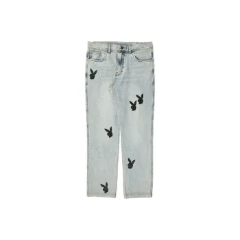 PLEASURES Straight Jeans Unisex Blue