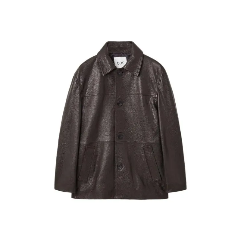 COS Leather Jacket Men's Dark Brown-0