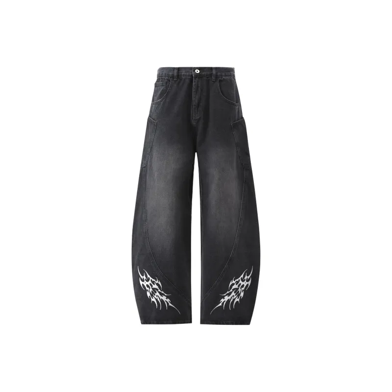 FAX FOR FMACM Jeans Unisex Distressed White Black-0