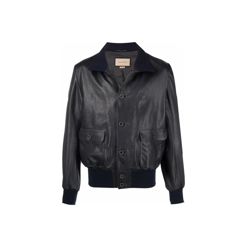 GUCCI Leather Jackets Men Black-0
